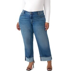 NEW Wide Leg Cuffed Jeans, Trendy, Flattering, Urban, Plus, 18W